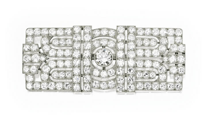 Sothebys Art Deco Platinum Diamond Brooch
