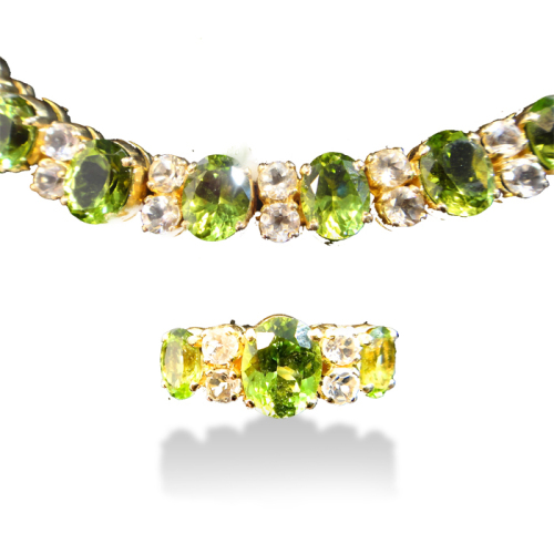 Peridot & White Topaz Necklace and Ring