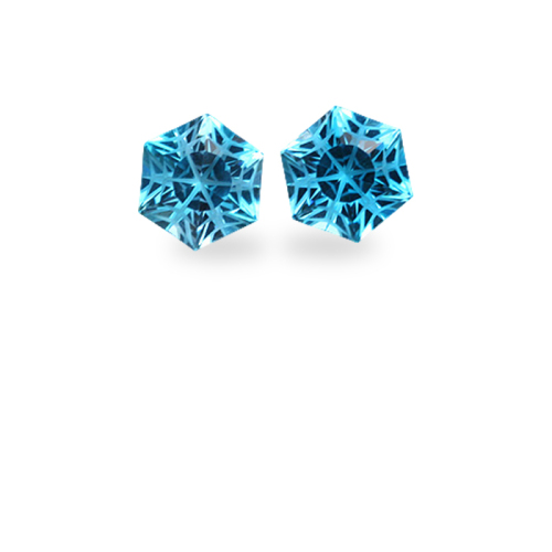 Hexagonal 'Satin Snowflake' Cut Swiss Blue Topaz