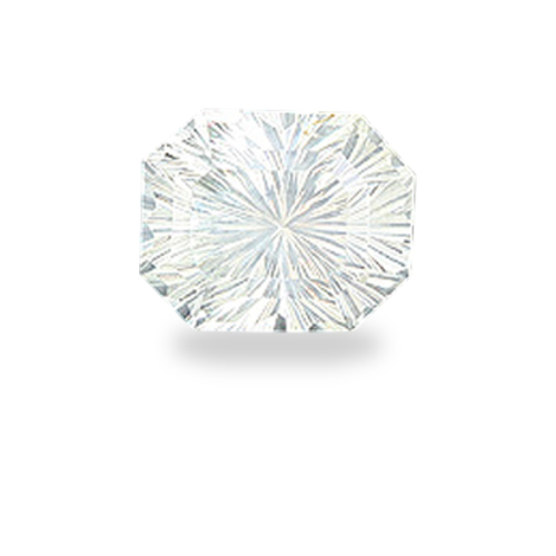Emerald-Shaped 'Concave Brilliant' Cut Silver Sapphire