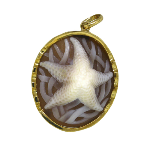 Starfish with Grass Cameo Pendant
