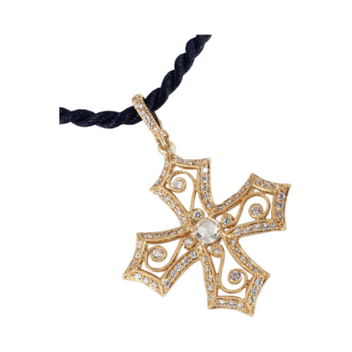 Hourglass Cross Pendant with Rose Cut Diamond