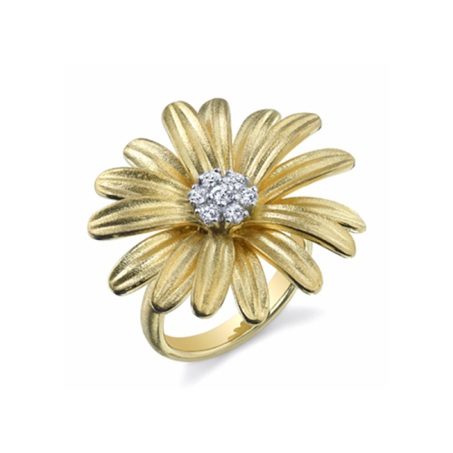 Gold Daisy Ring with Diamonds