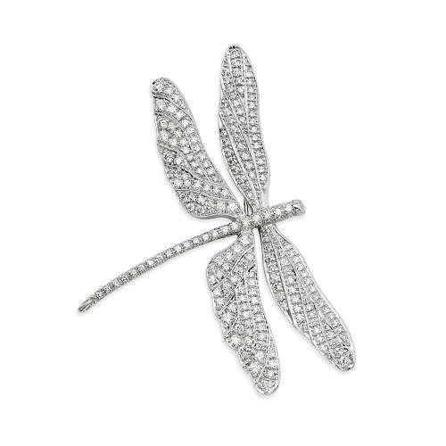 Dragonfly White Gold Pin