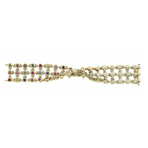 3-Row Multicolored Sapphire, Diamond Celebration Bracelet