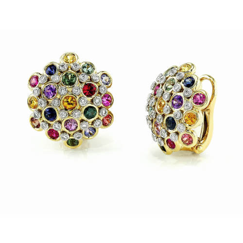 Multicolor Dome Sapphire Earrings
