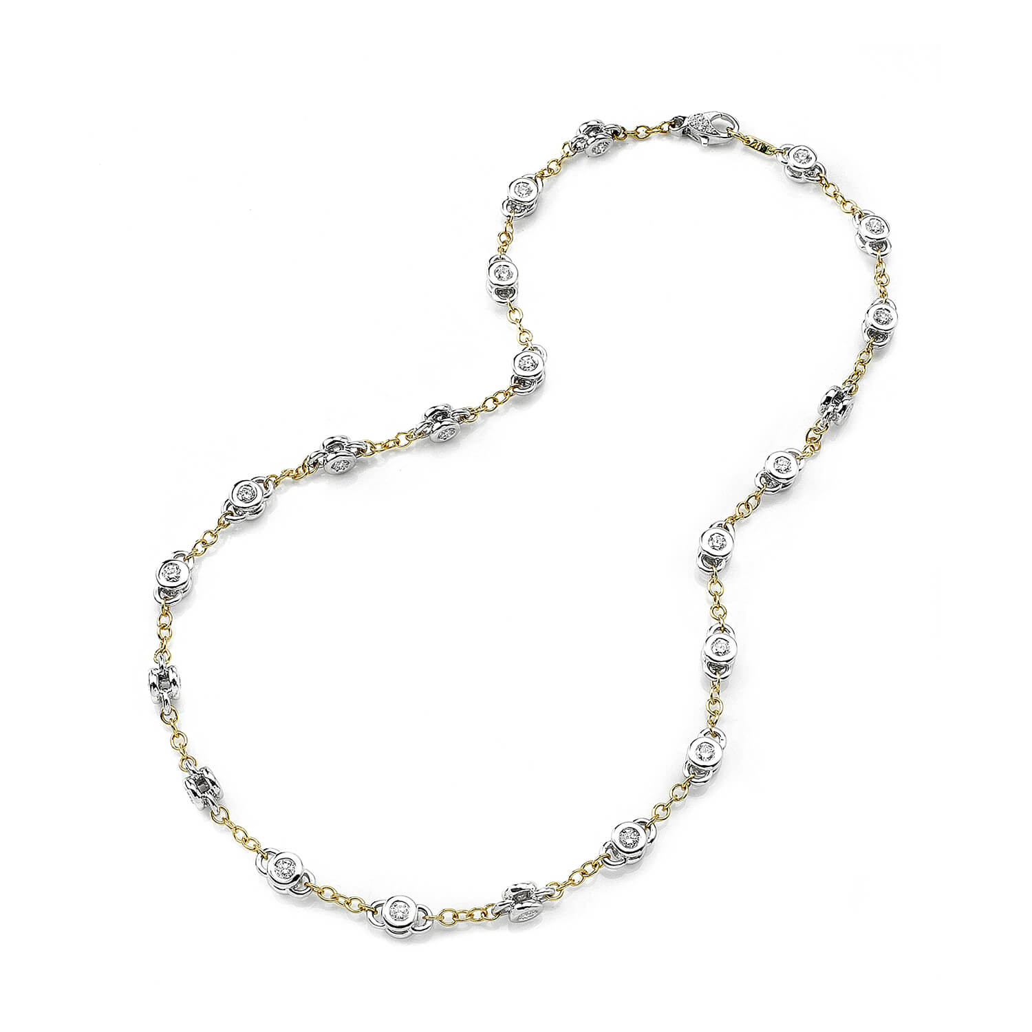 White Gold Chain Necklace with Diamonds Farlang