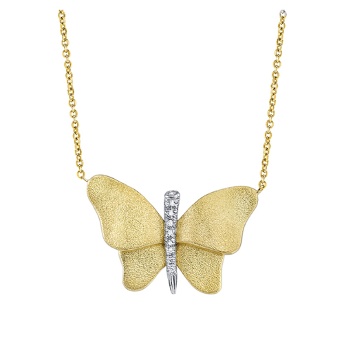 Gold Butterfly Necklace with Diamonds