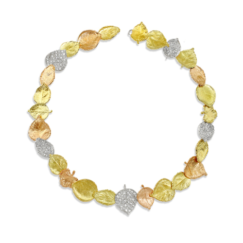 5-Diamond Leaf Necklace