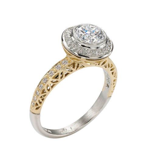 White & Yellow Gold Semi-Mount Engagement Ring