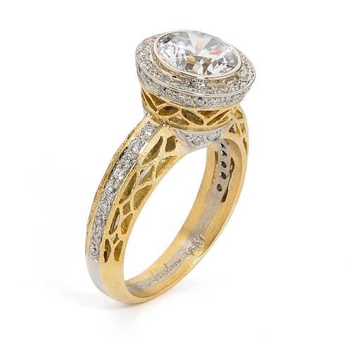 White & Yellow Gold Semi-Mount Engagement Ring