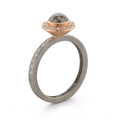 White & Rose Gold Ring with Diamonds