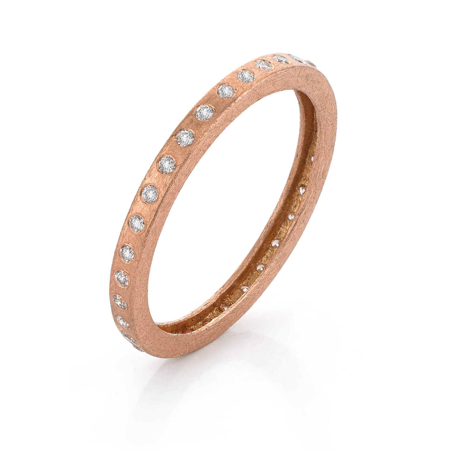 Rose Gold Wedding Band with Diamonds Farlang