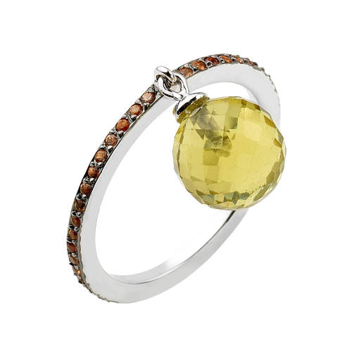 Orange Ring with Sapphire & Amethyst