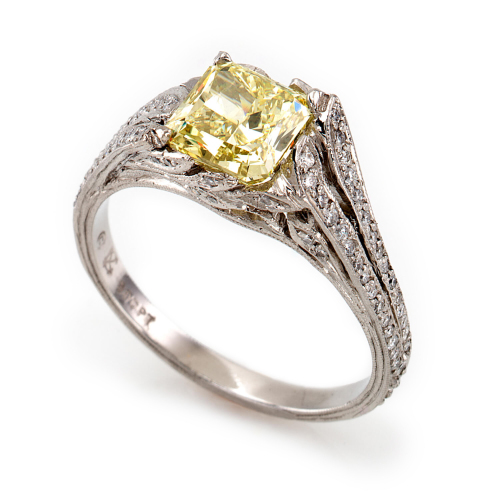 Platinum Leaf Engagement Ring