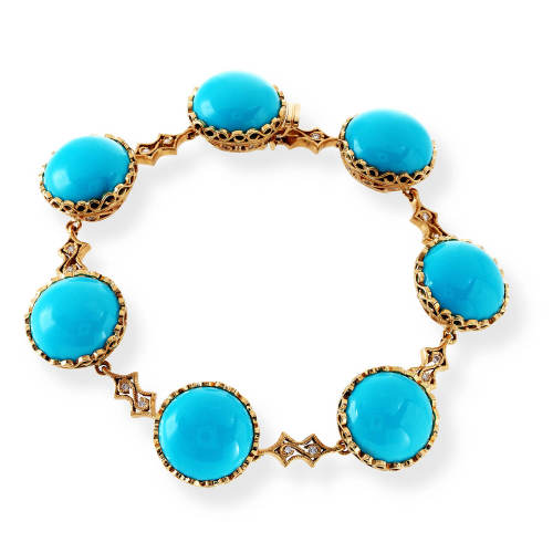 Diamonds & Turquoise Gems Bracelet