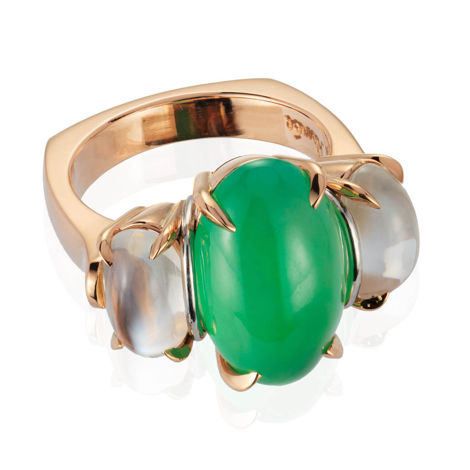 Green Jade & Moonstone Ring Farlang