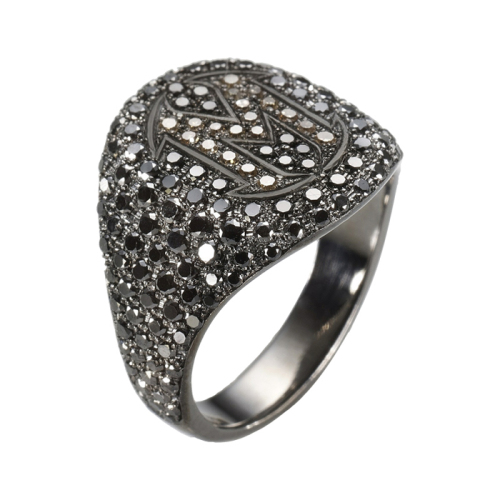 Gold Rhodium Plated Ring with Diamonds