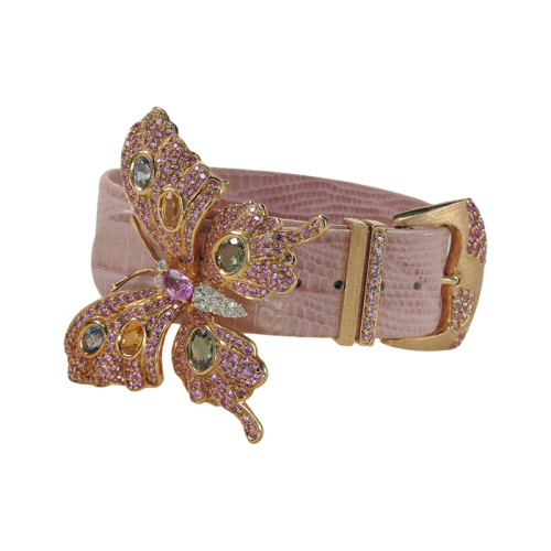 Pink Gold Bracelet with Natural Leazart Leather