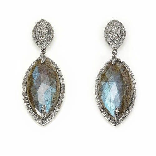 Silver Earrings with Labradorite