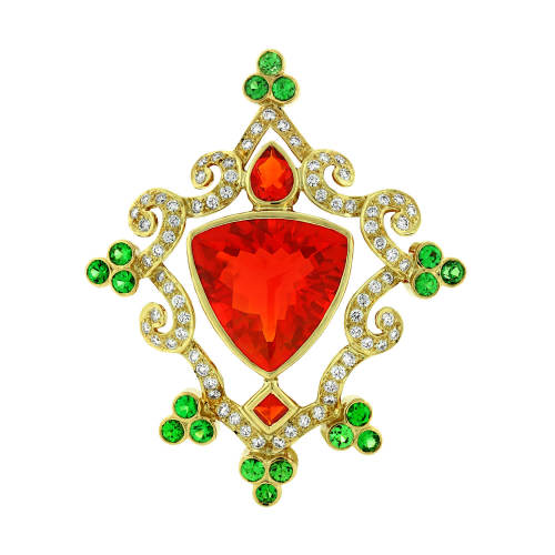 Opal, Tsavorite & Diamond Pendant