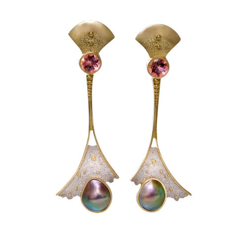 Earrings with Tourmaline & Pearls