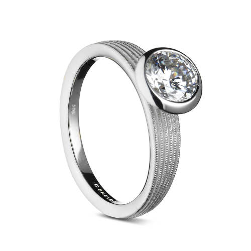 Full-Bezel, Cone Head, Solitaire Semi-Mount Engagement Ring