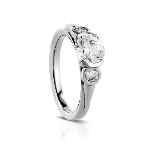 Half Bezel Diamond Engagement Ring