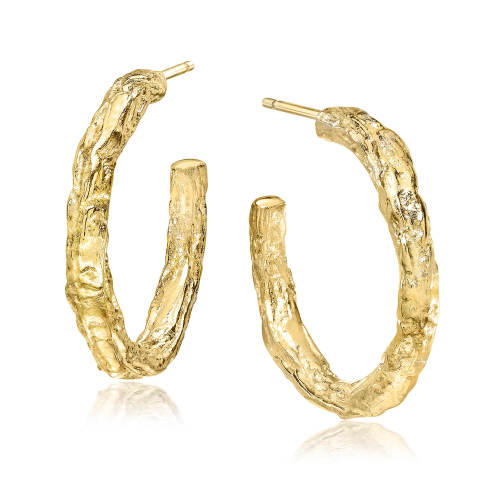 Gold Banyan Tree Small Hoop Earrings