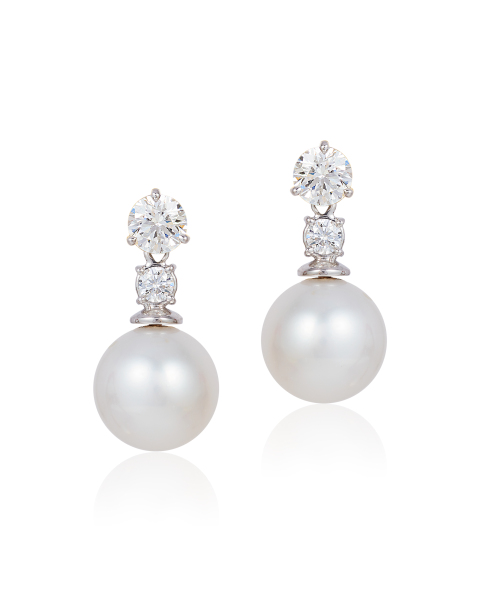 Cynthia Renee diamond pearl earrings
